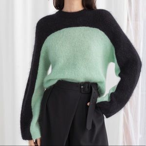 Cropped Colorblock Mohair Sweater
